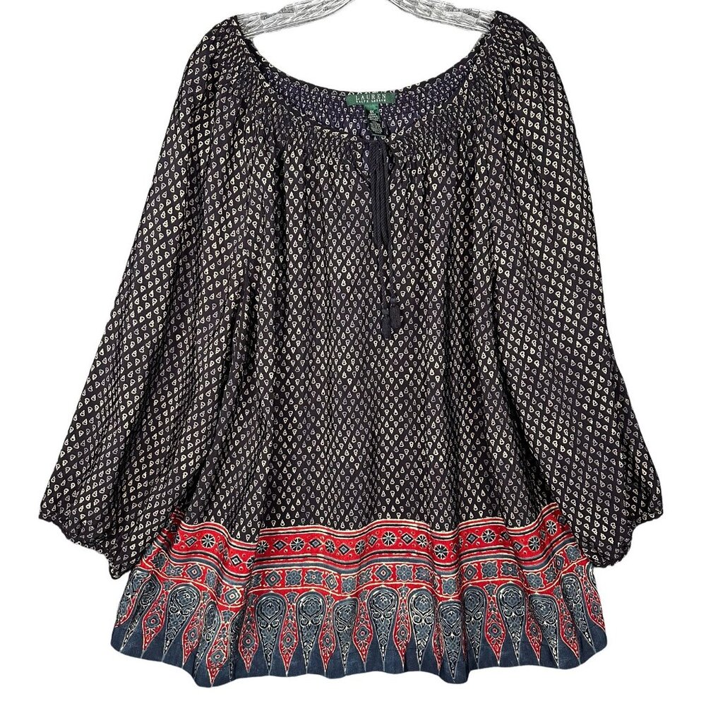 Lauren Ralph Lauren Black and Red Patterned Blouse